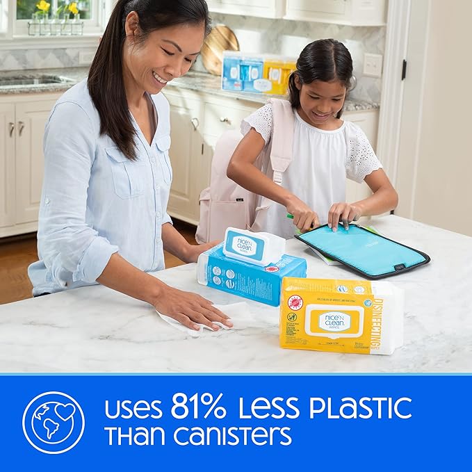 Nice 'N Clean Disinfecting Surface Wipes 72ct | Cleans & Disinfects Home & Kitchen Surfaces | Lemon Scent-DeskLoop Office