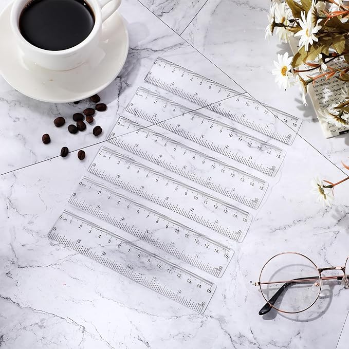 Zonon 6 Pcs 6 Inch Ruler Bulk Clear Plastic Flexible Straight Metric Rulers with Centimeters and Inches Drafting Measuring Tool for Classroom School Students Education-DeskLoop Office