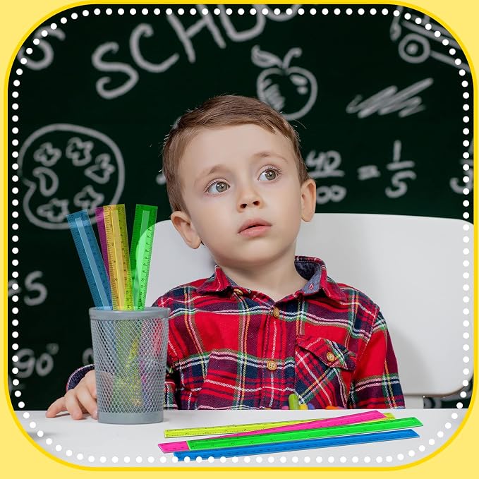 Teling 192 Pack Rulers Bulk for Classroom Transparent Colorful Metric Rulers - Image 7
