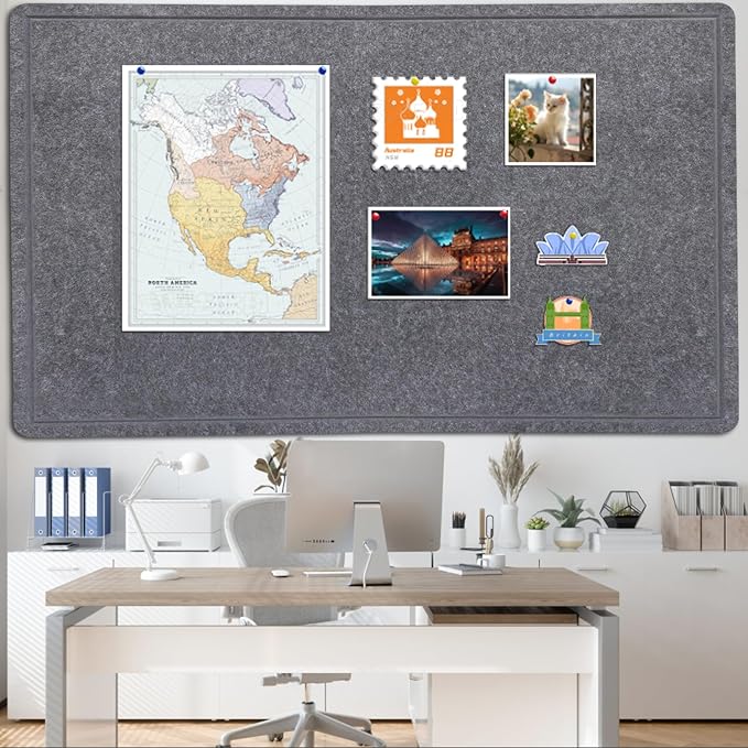 Large Bulletin Board - 72 X 48 inches Decorative Felt Pin Board - 6' x 4' Cork Board Alternative for Wall - Foldable Picture Board Self-Adhesive Vision Board Prayer Board with 30 Pushpins - Dark Gray-DeskLoop Office