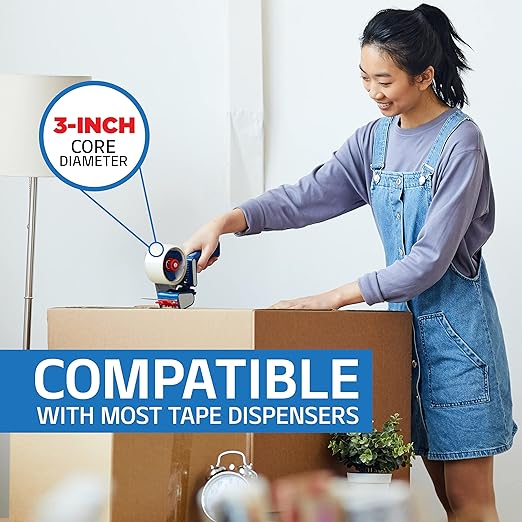 Grizzly Power Clear Packing Tape Refill Rolls for Shipping, Moving, Packaging - True 2 Inch x 65 Yards, 2.8mil Thick, 12 Rolls-DeskLoop Office