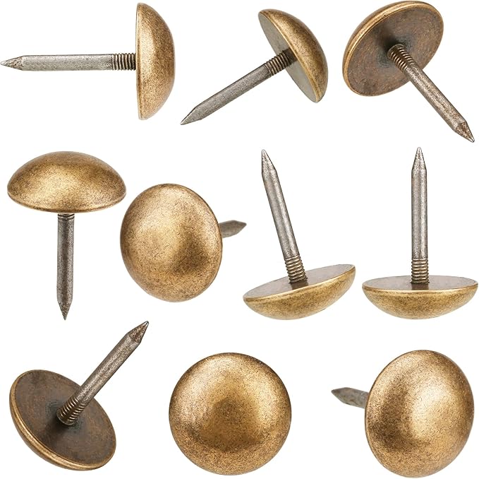 Retro Solid Pure Brass Tacks as Antique Upholstery Tacks for Furniture, Decorative Push Pins for Wood,Carpet Tacks,Hardware Tacks,Cap Tacks,Thumb Tacks,Brass Fasteners(7/10",18mm Brozen Color,10 Pcs)-DeskLoop Office