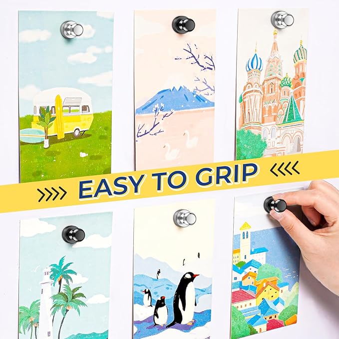 VNDUEEY 12 Pcs Fridge Magnets Refrigerator Magnets, Black-Silver Whiteboard Magnets, Magnetic Push Pins, Strong Metal Magnets for Locker, Office, School, Home-DeskLoop Office