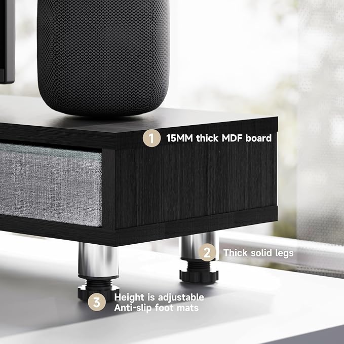 Fenge Dual Monitor Stand with 2 Drawers, 42.5 Inches Large Computer Riser for Desk, Adjustable Height Desk Shelf with Storage for Laptop, PC, TV, Printer-DeskLoop Office