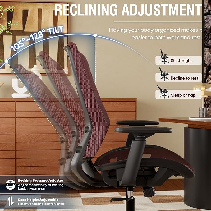 ELABEST T96 Mesh Office Chair,Ergonomic Computer Desk Chair,Sturdy Task Chair- Adjustable Lumbar Support & Armrests,Tilt Function,Comfort Wide Seat,Swivel Home Office Chair-DeskLoop Office