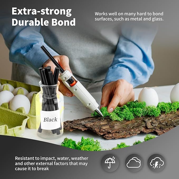 MATUFF Black Hot Glue Sticks Full Size 0.43” Dia x 8” Long, 20 pcs Hot melt Adhesive Glue Sticks, All-Purpose Glue Gun Sticks for DIY Black Crafting Arts and Wedding Cards, Stamp Sealing-DeskLoop Office