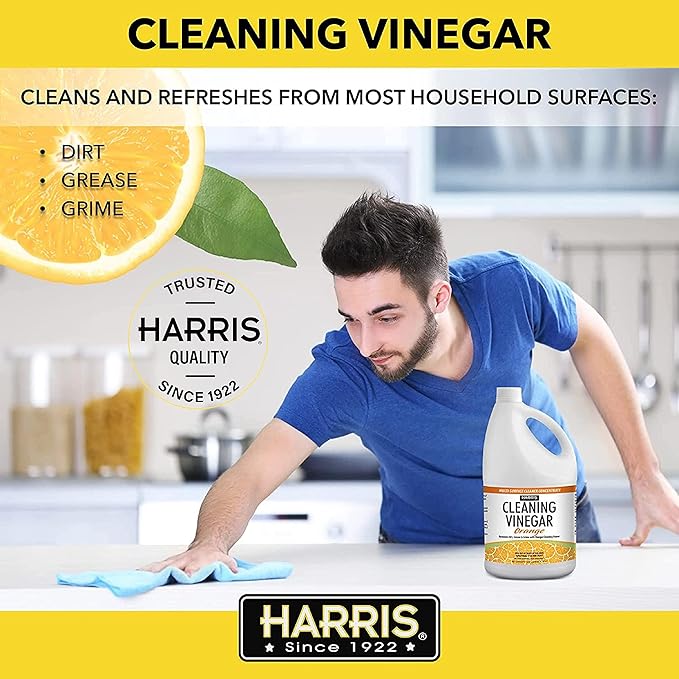HARRIS Cleaning Vinegar All Purpose Household Surface Cleaner, 128oz (Orange) with Easy Pour Funnel Included-DeskLoop Office