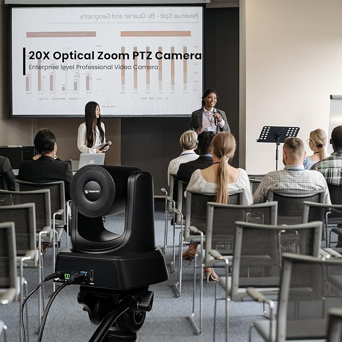 Conference Room PTZ Camera System with 20X Optical Zoom | 1080P 60fps HDMI USB Webcam for Church Streaming Online Video Conference| Compatible with Zoom, OBS | Easy Setup-DeskLoop Office