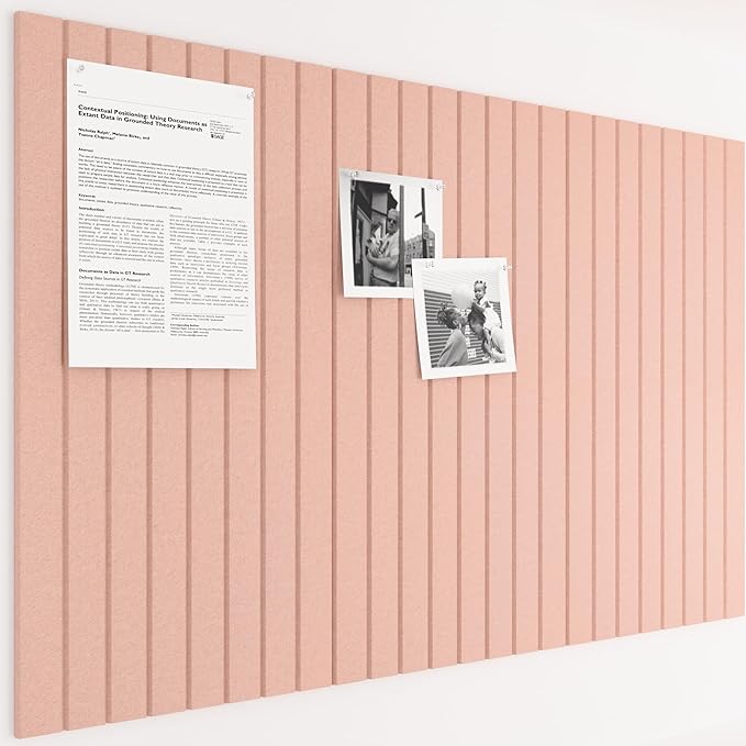 Bumusty Large Cork Board Alternative-36 x24 Felt Bulletin Board Tiles, with 30 Pushpins, 40 Adhesive Tabs, 6-Pack Slat Wall Paneling, Cork Boards for Office Push Pin Board Felt Board-Coral-DeskLoop Office