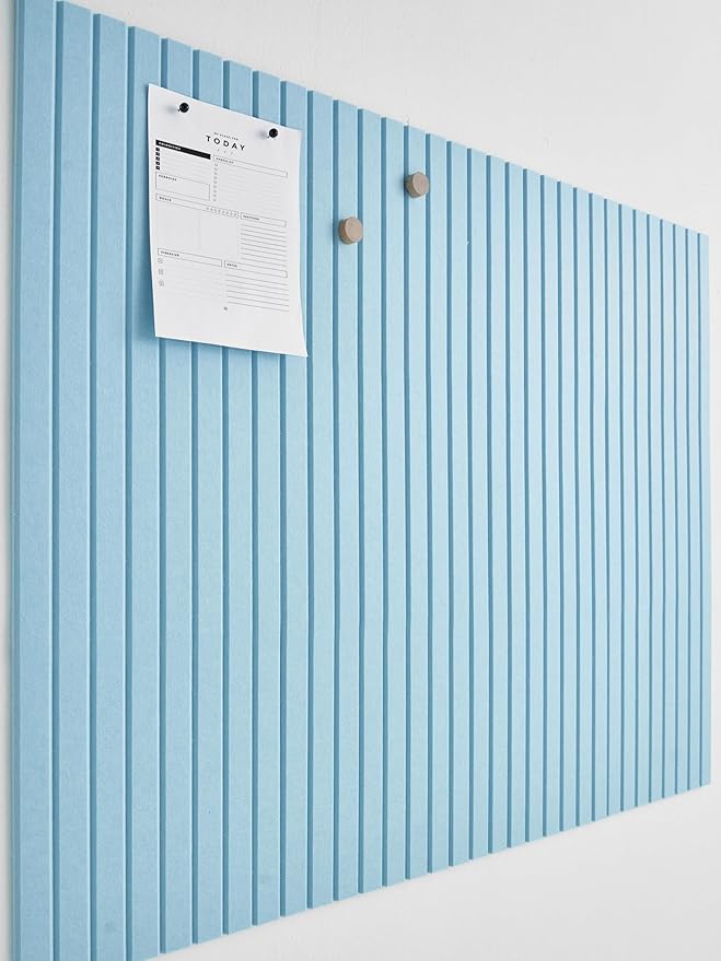 Large Cork Boards for Walls Black Felt Alternative - Slat Wall Paneling, Bulletin Board Tiles for Home Decor, Push Pin Corkboard Organizer for Office, Classroom-12-Pack Panel Kit (Baby Blue)-DeskLoop Office