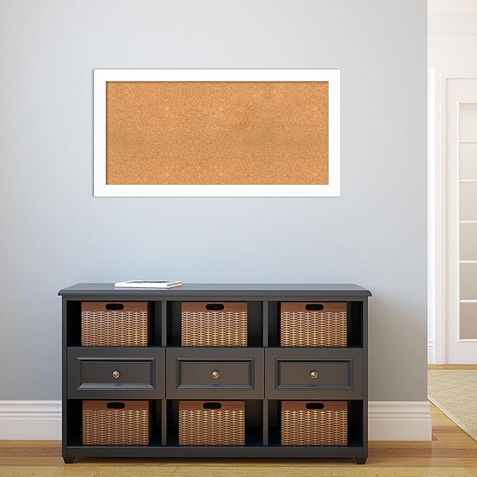 Amanti Art Natural Cork Board for Wall, 21x41 Vision Board with White Frame, Large Corkboard Office Decor for Home Organization, Casual Corkboard Pinboard to Display Items for Home Organization in-DeskLoop Office
