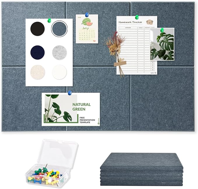 Large Cork Board for Wall with Pins, 36" x 24" Bulletin Board Self-Adhesive Pin Board | Customized 6 Packs Felt Tiles for Office Home Wall Decor, Light Gray-DeskLoop Office