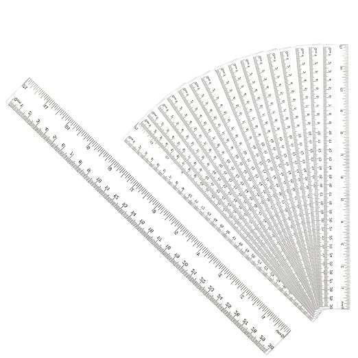 30PCS Clear Ruler Plastic Rulers 12 Inch, with Inches and Metric for School Classroom, Home, or Office (Clear)-DeskLoop Office