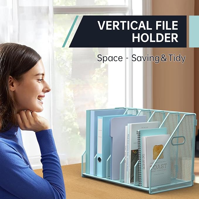 MINDEPOT Desk File Organizer Metal Desk Magazine Folder Holder - Image 4