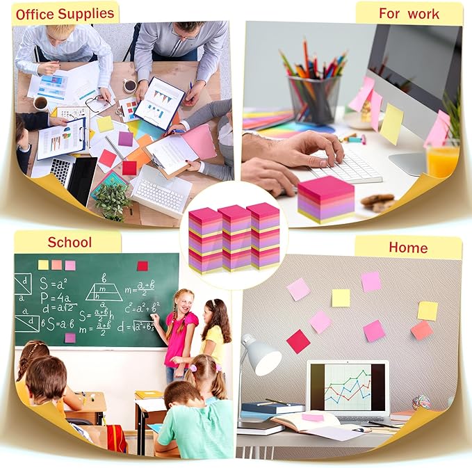 Fainne 120 Pack Sticky Notes Bulk Back to School Supplies Self Stick Note Pads Paper Memo for Office First Day of School Student Teacher Essentials (3x3 Inch,Vivid Color)-DeskLoop Office