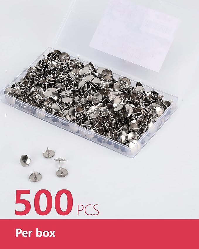 PAPERPAL 500 Standard Thumbtacks for Cork Board, Flat Thumb Tacks for Posters, Bulletin Board Tacks, Metal Pushpins for Office School & Personal Use-DeskLoop Office