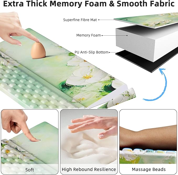 Ospelelf Keyboard Wrist Rest Pad, Comfy Ergonomic Keyboard Stand Holder, Office Desk Accessories, Work from Home Essentials, Anemone Pattern-DeskLoop Office