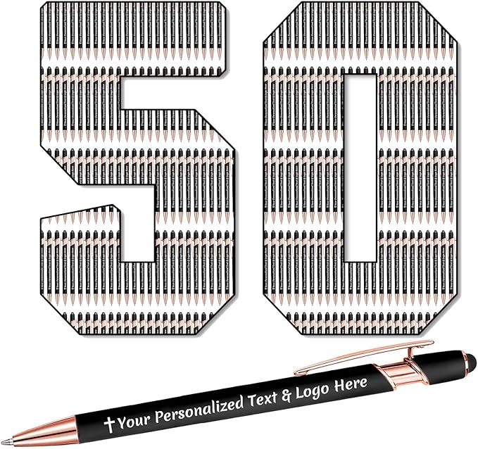 STREADVE 50 Personalized Custom Pens Engraved Writing Pen with Name Logo, Customized Promotional Items Stylus Pen Gifts for Men Women Realtor Nurse Wedding Business, Black-DeskLoop Office