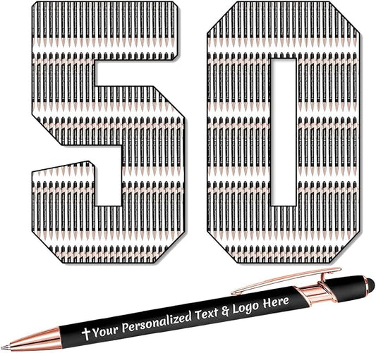 STREADVE 50 Personalized Custom Pens Engraved Writing Pen with Name Logo, Customized Promotional Items Stylus Pen Gifts for Men Women Realtor Nurse Wedding Business, Black-DeskLoop Office