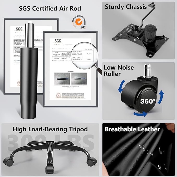 PU Leather Executive Office Chair, Ergonomic High-Back Computer & Gaming Chair with Adjustable Height, Rolling Swivel & Flip-Up Armrests, Comfy Padded Seat for Home Office-Black-DeskLoop Office