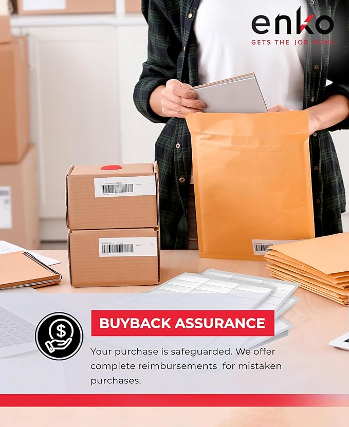 enKo 1 x 2-5/8 Inch 30 Up Return Mailing Address Labels White Printable FBA Labels (900 Sheets, 27,000 Labels)-DeskLoop Office