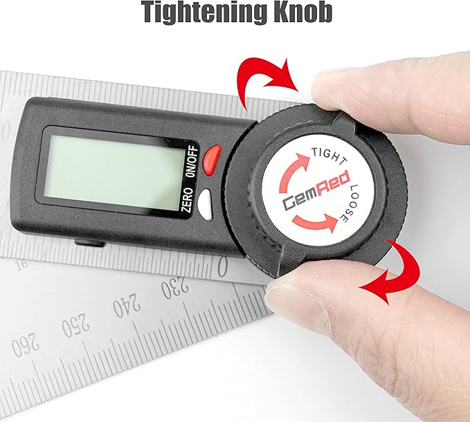 GemRed 82305 Digital Angle Finder Protractor-Stainless steel (white&red button)-DeskLoop Office