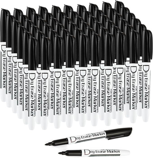 Volcanics Black Dry Erase Markers Bulk Pack of 60 Low Odor Fine Tip Whiteboard Pens for Whiteboard Dry Erase Calendar-DeskLoop Office