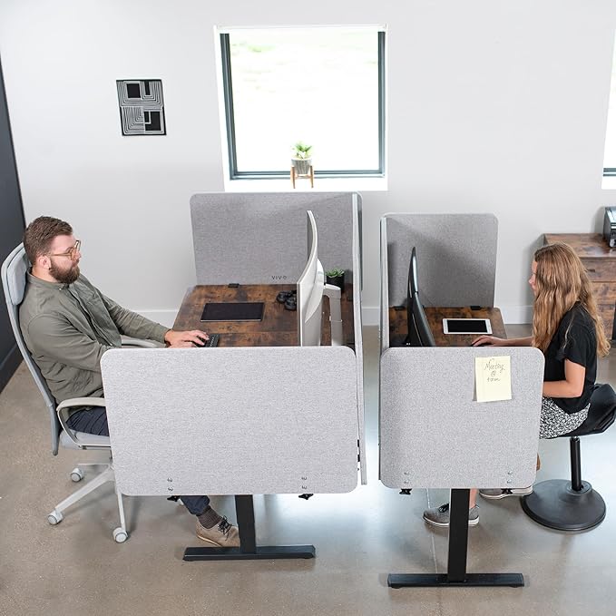 VIVO Clamp-on/Screw-on 71 x 24 inch Privacy Panel System, Sound Absorbing Cubicle Desk Divider, Acoustic Partition, 2 Panels, Gray, PP-2-V072G-DeskLoop Office