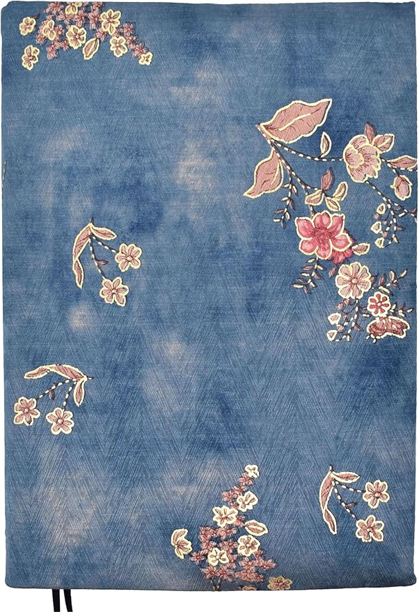 BLBMH Book Covers for Paperbacks Fit for 5.5x8.5 inch Adjustable Book Jacket Cover for Women Over 15 Soft Cloth Protector for Bible Novels Notebook Journal Book Lovers Gifts - Flower 3 Blue 8.5in-DeskLoop Office