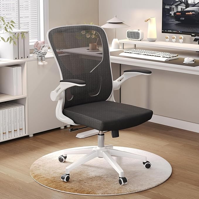 Ergonomic Office Chair, High-Back Mesh Computer Desk Chair with Adjustable Height, Lumbar Support, Flip-Up Armrests,headrest,and Swivel Rolling Design for Home and Office Use