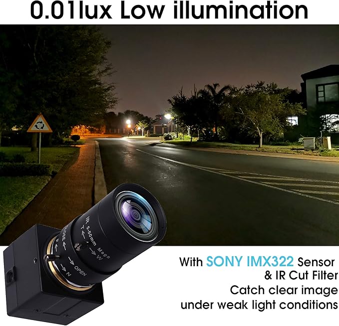SVPRO 5-50mm Zoom Lens USB Camera 1080P with Sony IMX323 Sensor, H.264 HD Camera with 0.01lux Ultra Low Light USB Webcam for Weak Light Conditions,PC Cam for Windows Linux Mac Android-DeskLoop Office