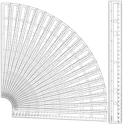 Cholemy 150 Pcs 12 Inch Clear Rulers Bulk Plastic Measuring Rulers Classroom Straight Rulers Bulk with Centimeters and Inches Drafting Measuring Tool for Classroom School Students Families Education-DeskLoop Office