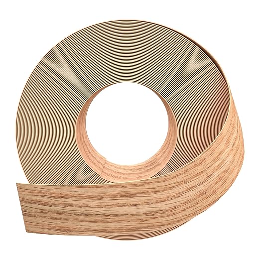 GSCIT Club Red Oak Edge Banding, 1 1/2 inch x 50ft roll of Veneer Edge Banding Preglued Flexible, Real Wood Tape Banding-DeskLoop Office
