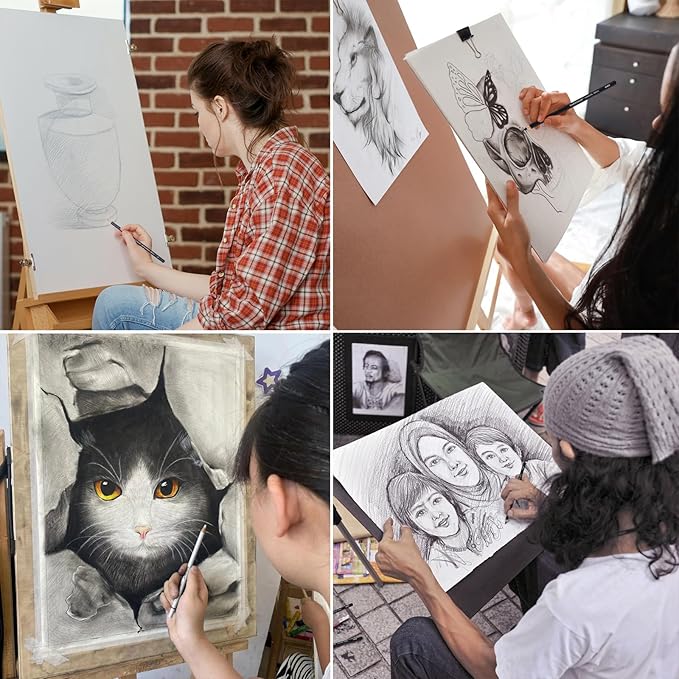 Drawing Sketching Pencils Set, 34 Pieces Pro Art Pencil Kit - Graphite Pencils (14B-4H), Charcoal Pencils, Charcoal Sticks, Artist Pencils for Beginners & Pro Artists-DeskLoop Office