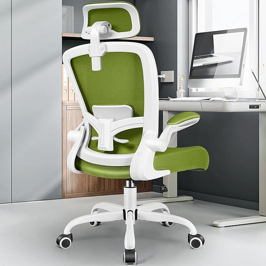 FelixKing Ergonomic Office Chair, Adjustable Lumbar Support, Swivel Chair with HighBack and Armrest, Adjustable Height Gaming Chair, Avocado Green-DeskLoop Office
