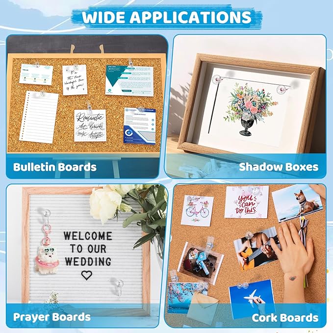 240Pcs Clear Thumb Tacks,5 Style Thumbtacks, Clear Plastic Push Pins for Cork Board, Bulletin Boards, Wall-DeskLoop Office