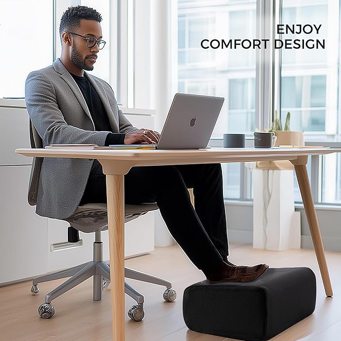 Ganondorf Foot Rest for Under Desk at Work Adjustable Foot Rest Under Desk Ergonomic Foot Stools for Under Office Desk Leg Pillow for Underdesk Footrest with Washable Cover, Mesh Black-DeskLoop Office