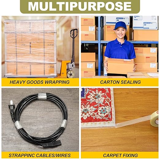 Treela 40 Rolls 1 Inch x 60 Yards Filament Strapping Tape 5.5 Mil Transparent Reinforced Fiberglass Heavy Duty Packing Shipping Tape for Sealing Binding Fixing-DeskLoop Office