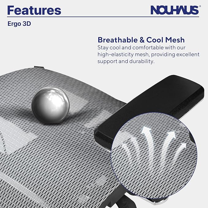 Nouhaus Ergo3D Ergonomic Office Chair Lumbar Support Mesh Office Chair with 4D Adjustable Armrest, Adjustable Headrest and Wheels, Mesh High Back Home Office Desk Chairs(Burgundy)-DeskLoop Office