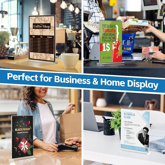 Dynta 8 Pack Acrylic Sign Holder 8.5 x 11, Tabletop Double-Sided Display - Image 7