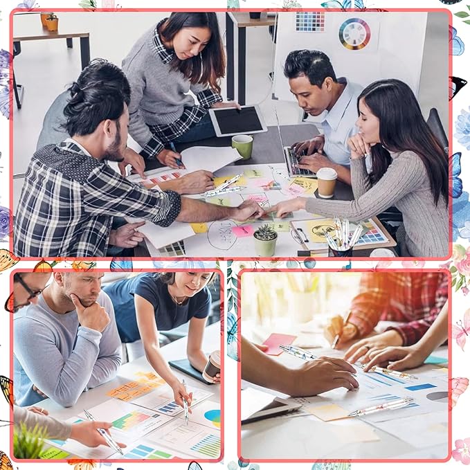 10 PCS Butterfly Ballpoint Pen Retractable Ballpoint Pen, 0.5mm Ball Point Pens for Office Stationery Home School Supplies for Women Teacher Gifts Black Ink, Medium Point (Butterfly, 10)-DeskLoop Office