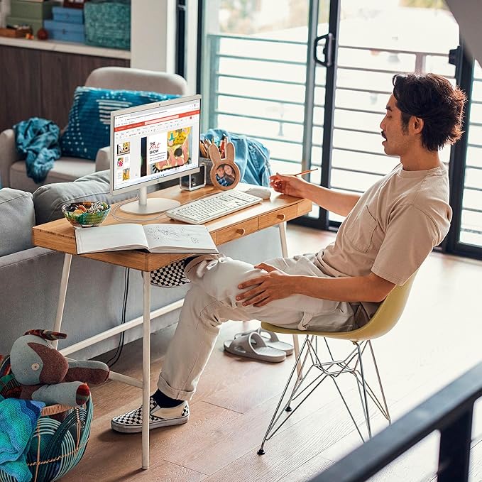 HP 22 inch FHD All-in-One Desktop Computer PC 2025 Flagship, 32GB RAM, 1.5TB Storage (1TB SSD + 500GB Ext), Intel Celeron CPU, Webcam, WiFi 6, HubxcelAccessory, Win 11 Pro, Lifetime Office 2024-DeskLoop Office