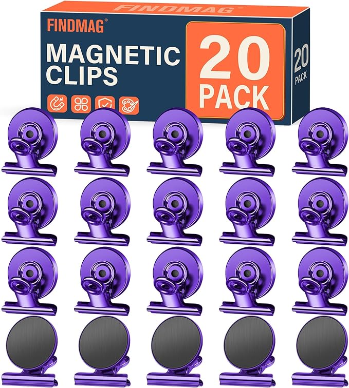 FINDMAG 20 Pack Fridge Magnet, Magnetic Clips Heavy Duty, Clip Magnet Scratch Free, Strong Fridge Magnets for Whiteboard Magnets Clips for Photo Displays, Office, School, Kitchen, 30mm Wide-DeskLoop Office