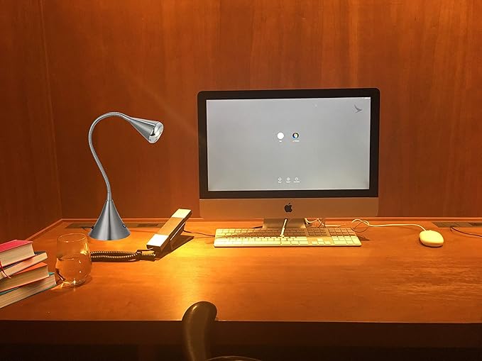 HomeFocus - Bedside Table Lamp,LED Desk Lamp,Reading Light,Eye-Caring for Reading Lamp,LED 5W,Touch dimmable Bedside lamp,Bedside Night Light,Metal,Satin Nickel.-DeskLoop Office