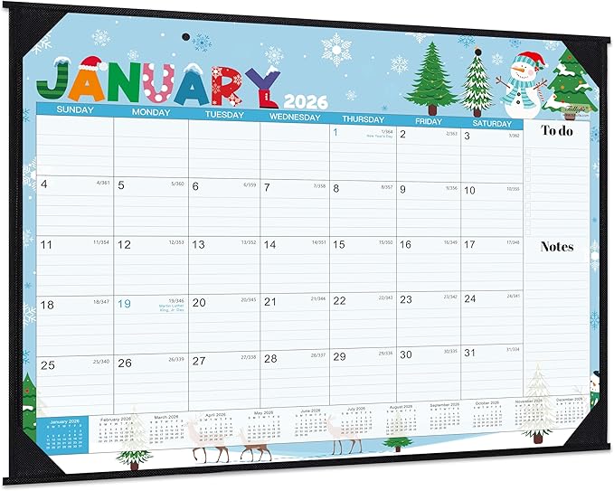 2026 Desk Calendar - Large Desk Calendar 2026, Jan.2026 - Dec.2026, 22" x 17", 2026 Calendar with Corner Protectors + Large Ruled Blocks, To-do & Notes, 12 Different Themes-DeskLoop Office