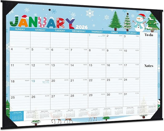 2026 Desk Calendar - Large Desk Calendar 2026, Jan.2026 - Dec.2026, 22" x 17", 2026 Calendar with Corner Protectors + Large Ruled Blocks, To-do & Notes, 12 Different Themes-DeskLoop Office