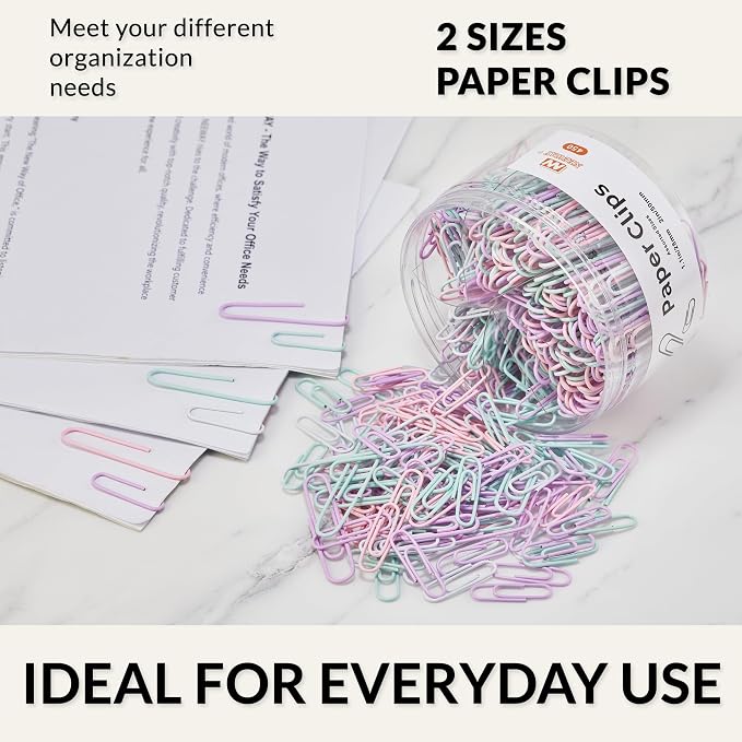 NEEWAY 450pcs Paper Clips Assorted Sizes, Small and Large Paper Clips, Coated - Image 6