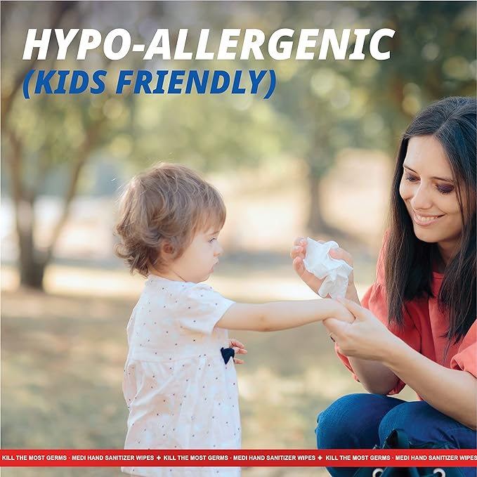 MEDIWIPER 80ct Alcohol-Free Hand Sanitizing Wipes Unscnted Antibacterial Wet Wipe, Hand Sanitizer (160 Wipes (80 * 2))-DeskLoop Office