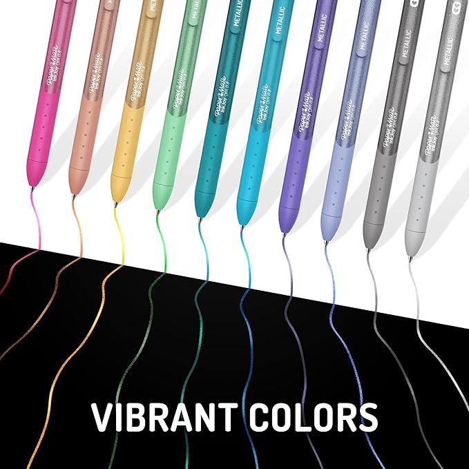Paper Mate InkJoy Gel Pens, Metallic Pens, Retractable, Medium Point, (0.8mm) Assorted Colors, 10 Count-DeskLoop Office