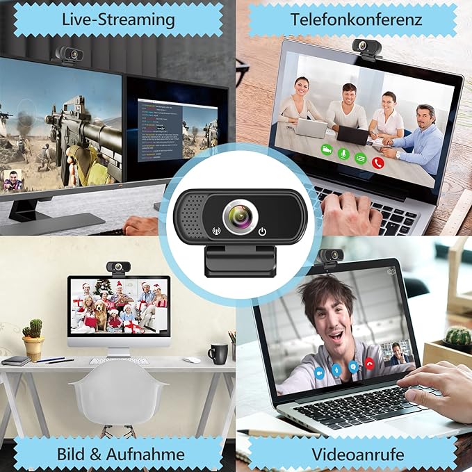 ToLuLu 1080P Webcam with Microphone, HD Webcam Web Camera with Tripod Stand, Widescreen USB Computer Camera, Streaming Mic Web cam for Online Calling/Conferencing,Facetime/YouTube Desktop Laptop PC-DeskLoop Office